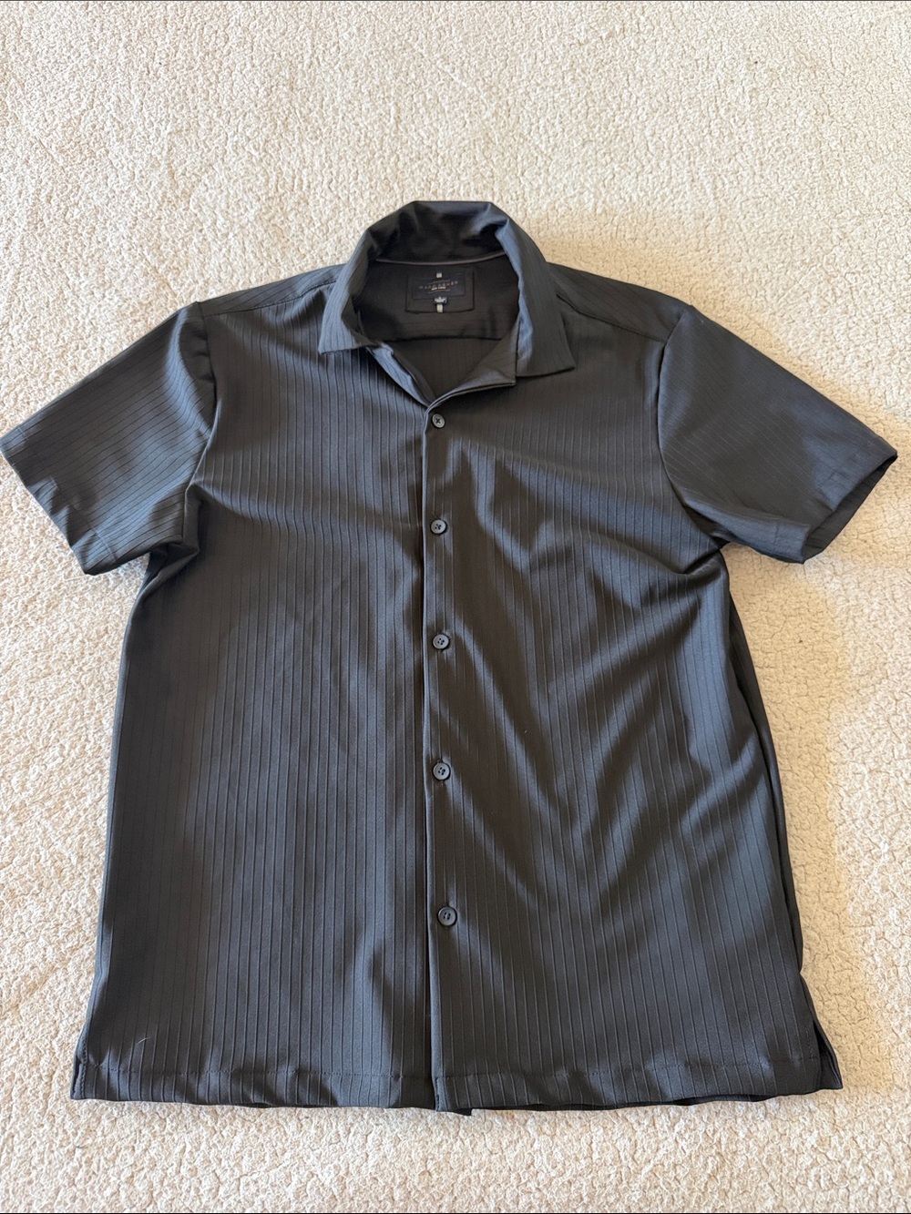 Marc Asher Men's Short-Sleeve Casual Button-Down Shirt — Black Large